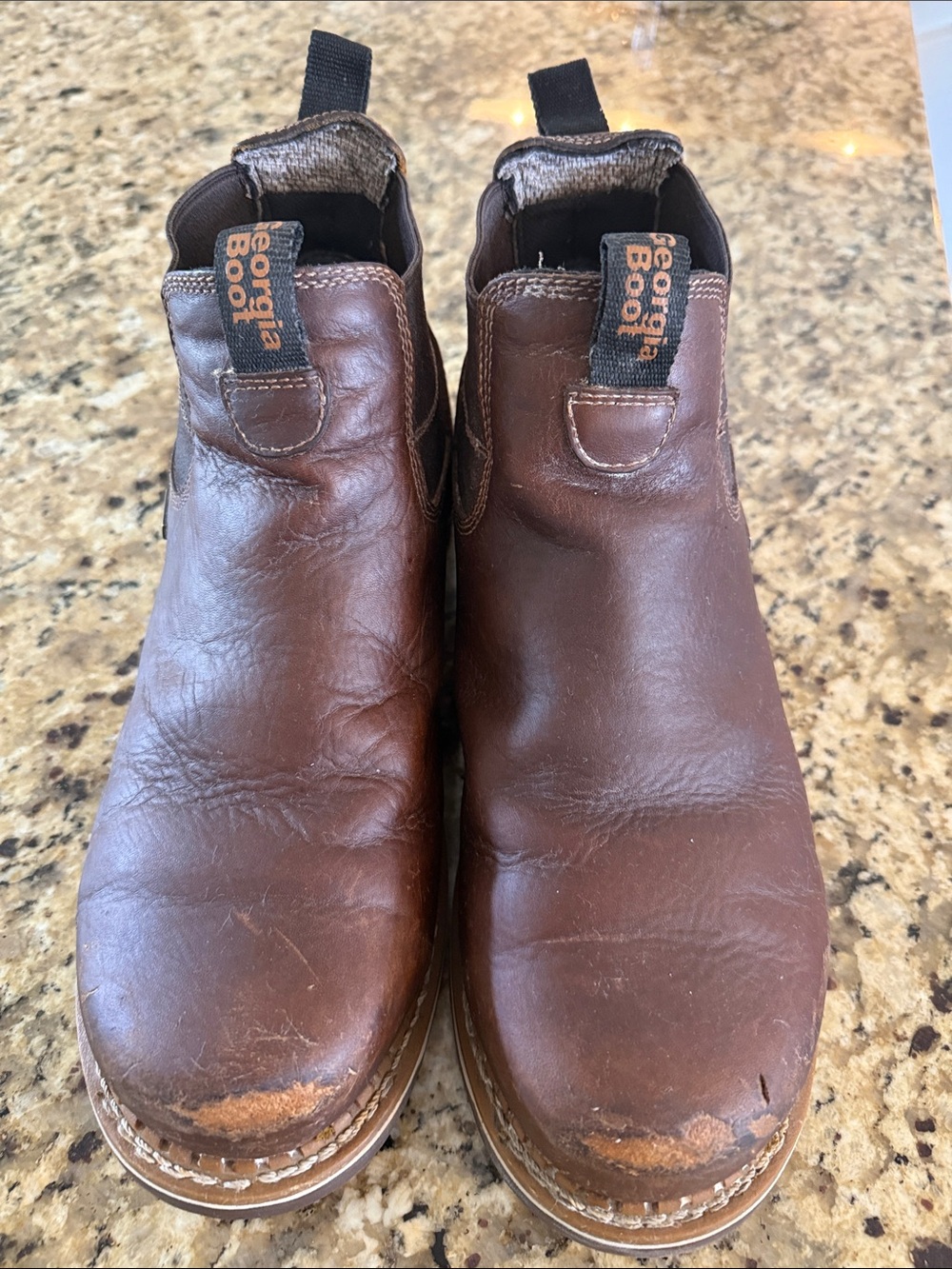 Georgia Boot 12 Brown Leather Steel Toe Work Boots Waterproof Oil Slip Resistant